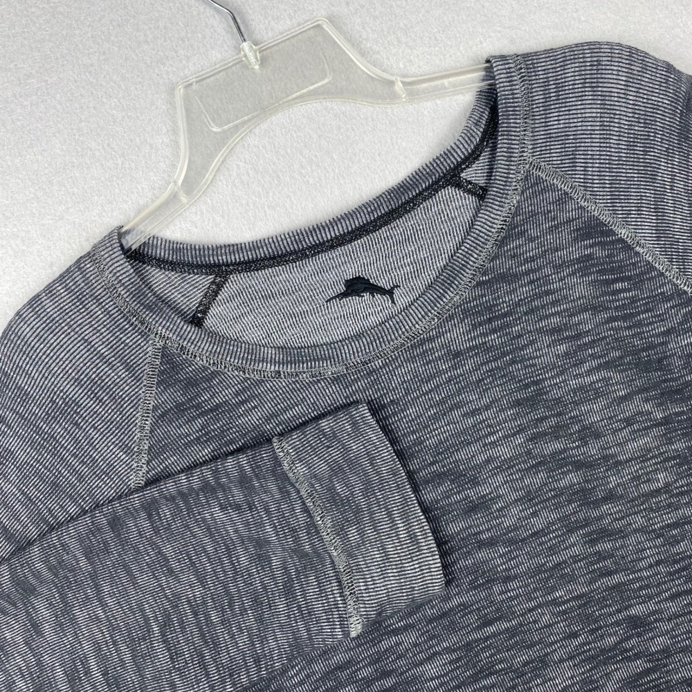 Tommy Bahama Mens Charcoal Gray Space Dye Ribbed Raglan Long Sleeve Top XL